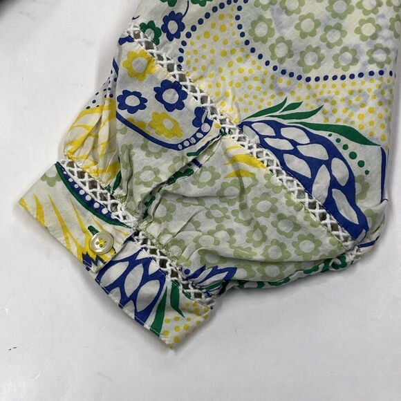 Talbots Shirt Petite Plus 2X Yellow Paisley Long Sleeve Button Down Top Colorful - Picture 5 of 8